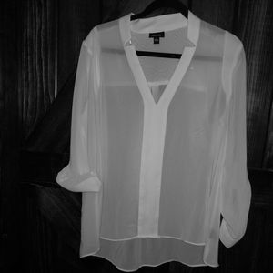 White Long Sleeve See Thru Top